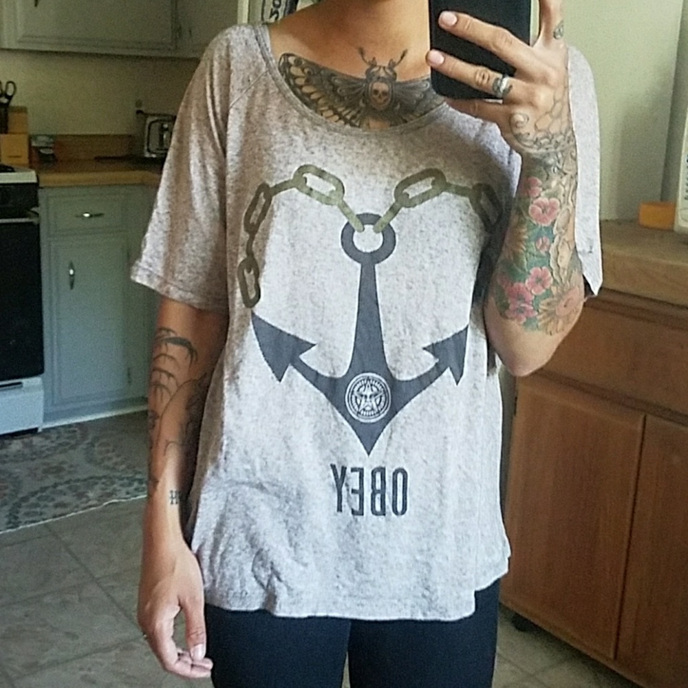 Obey heart anchor shirt