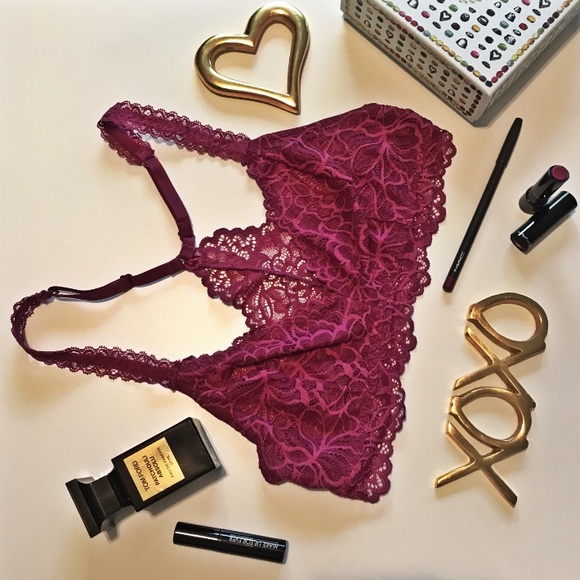 🎗🛍  NWT Sexy Magenta Pink Lace Bralette Bra Top - Picture 7 of 7