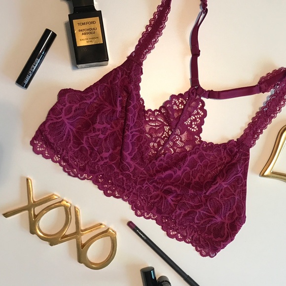 🎗🛍  NWT Sexy Magenta Pink Lace Bralette Bra Top - Picture 5 of 7