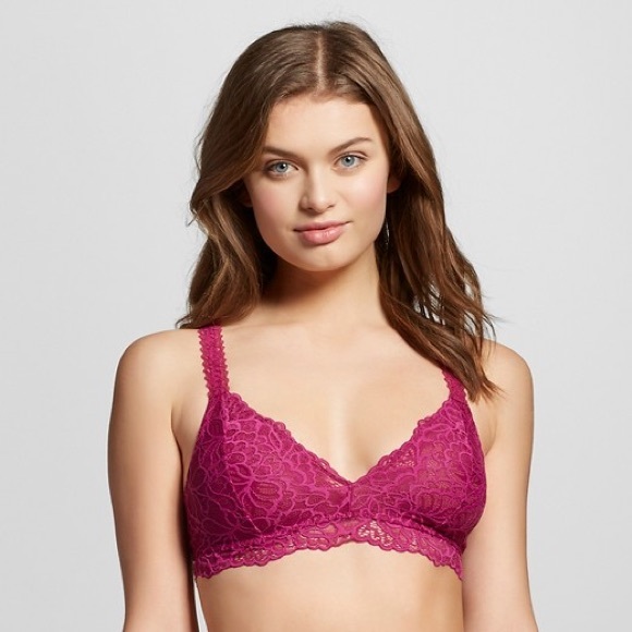 🎗🛍  NWT Sexy Magenta Pink Lace Bralette Bra Top - Picture 6 of 7