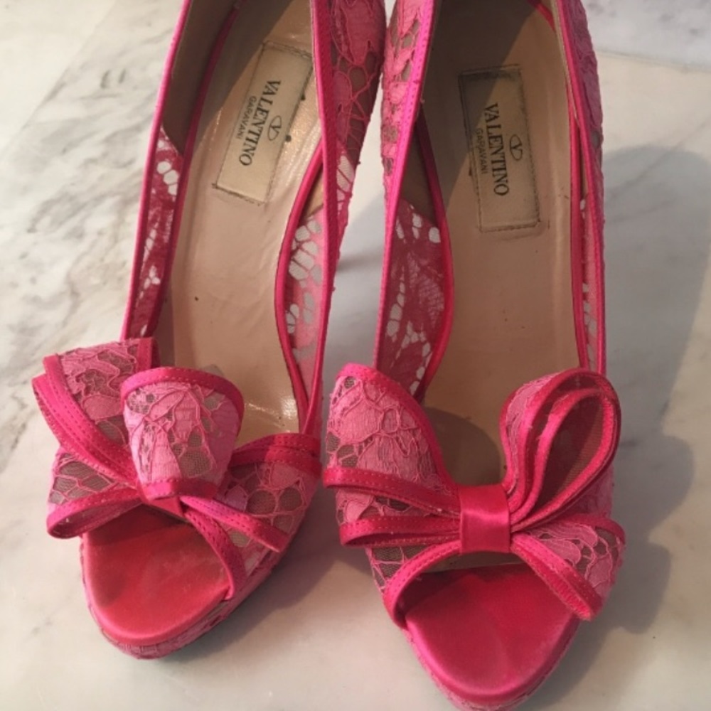 Valentino Floral Lace Pink Heels