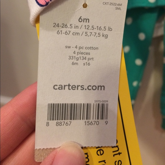 NWT Carters 6 month pajamas (4 piece) - Picture 3 of 4