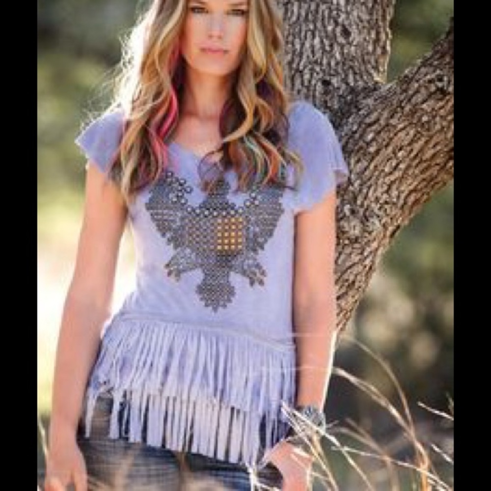 💲🚫LD!! Double D Ranch studded top with fringes