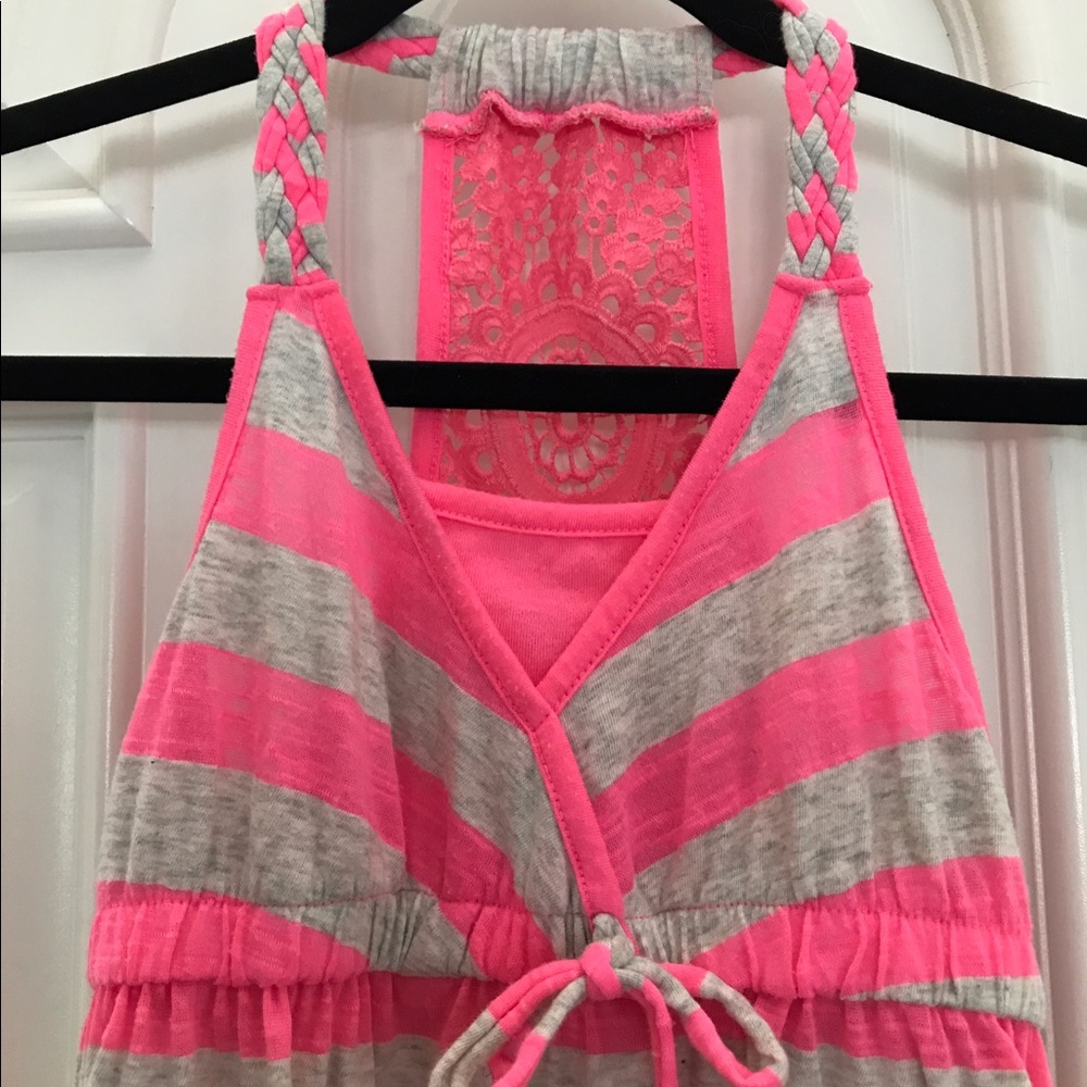 Justice pink and gray striped dress/swim cover - Picture 3 of 5
