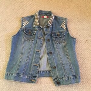 Custom made studded grunge denim vest