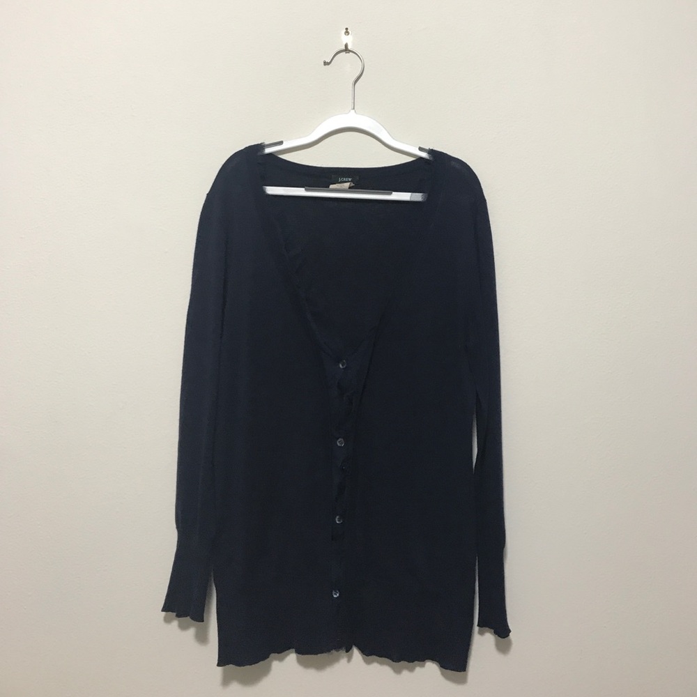 JCrew navy blue light cardigan in OK condition.
