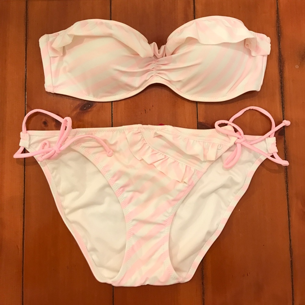 Victoria's Secret Ruffle Strapless Bikini Set