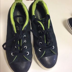Black and green boys converse all stars
