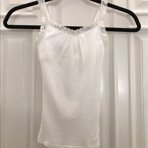 Girls white Cami with lace