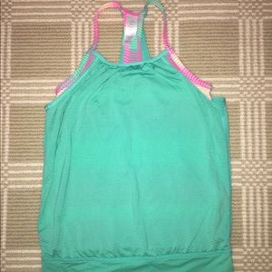ivivva Turquoise and Neon Striped Tumble Tank