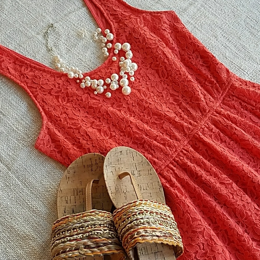 Coral Lace A-Line Mossimo Dress
