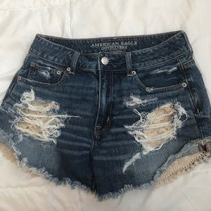 American eagle high waisted distressed shorts