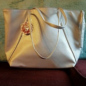 Silver oversized tote