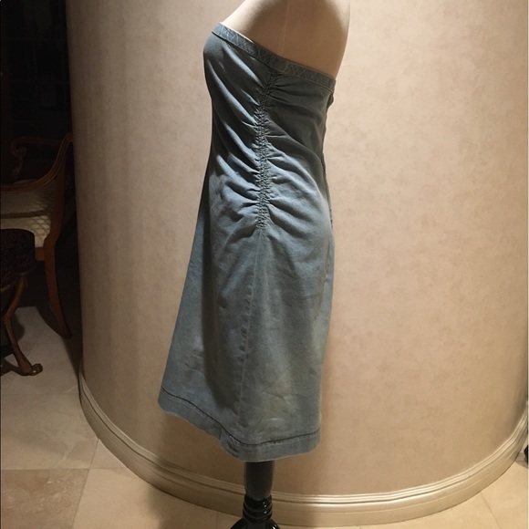 Theory Summer Wash Denim Strapless Dress. 4 - Picture 3 of 7