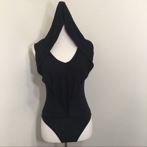 Bershka hooded black body suit.