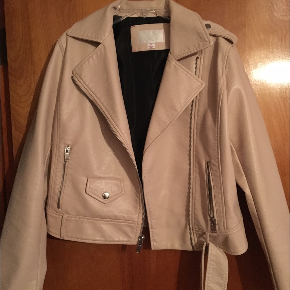 Blush pink leather jacket