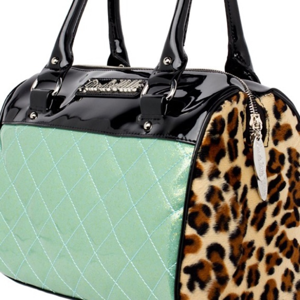 Lux De ville atomic tote green sparkle and leopard
