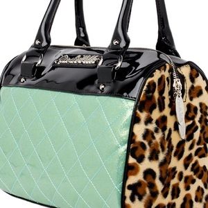 Lux De ville atomic tote green sparkle and leopard