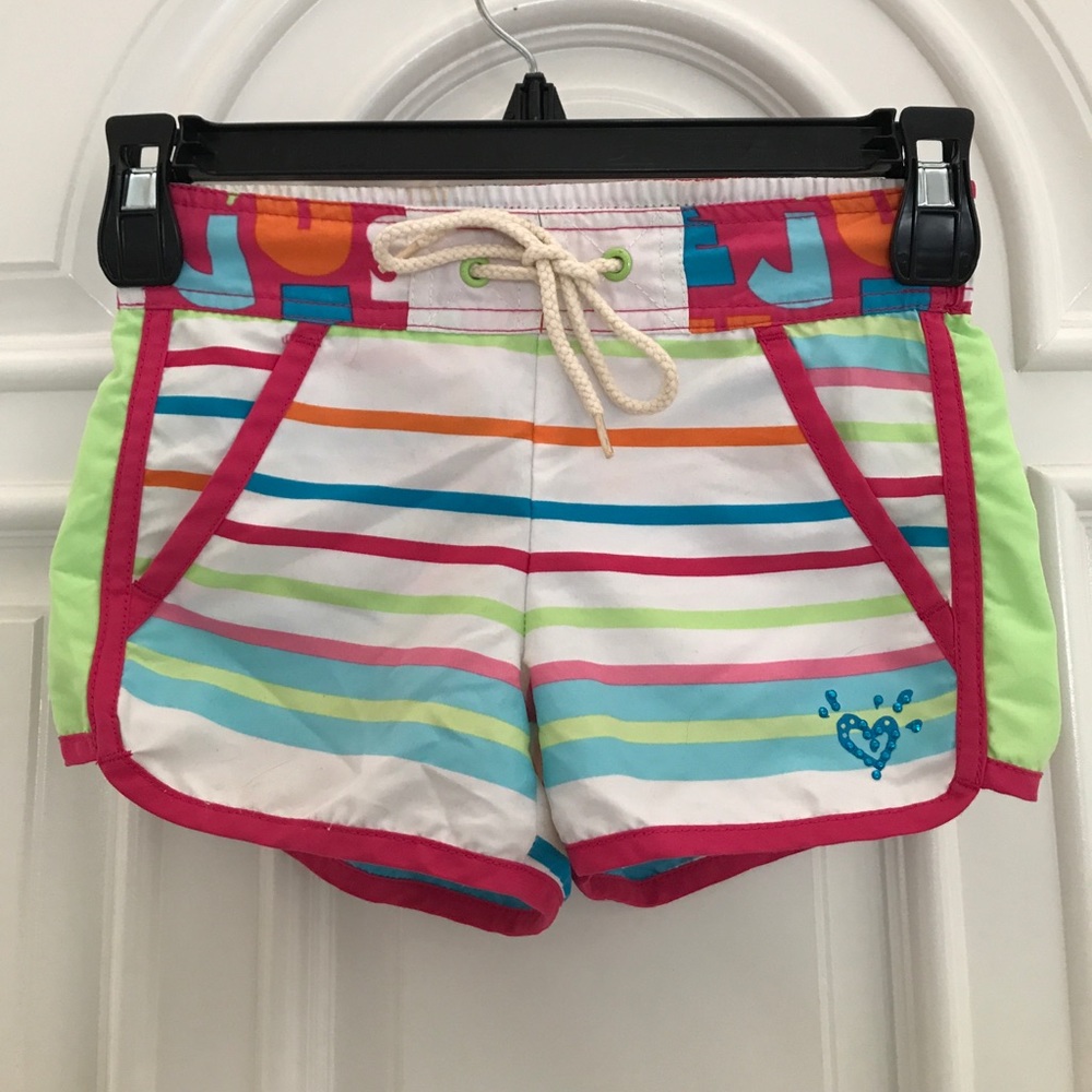 Girls multi-color striped Justice board shorts