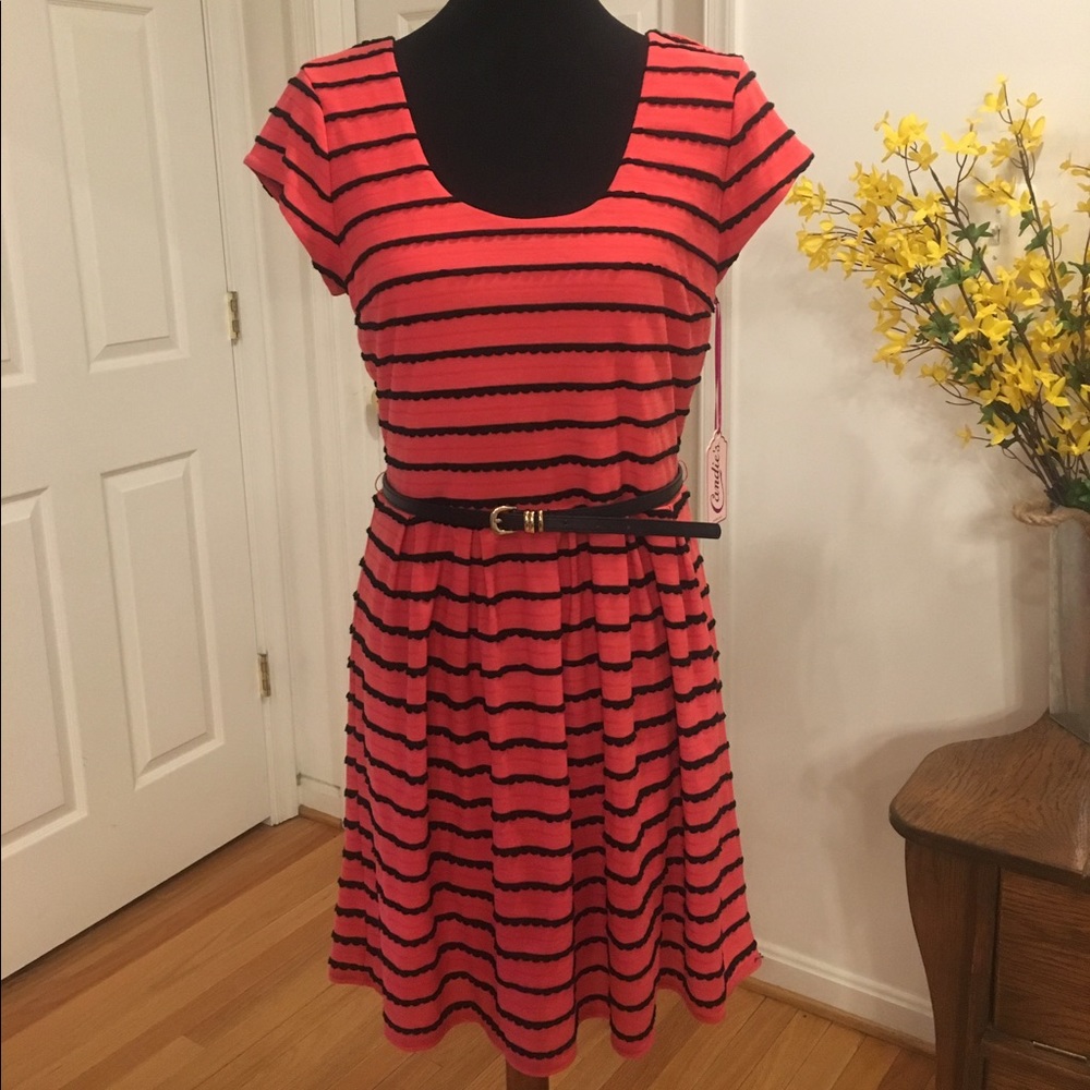 Coral striped dress