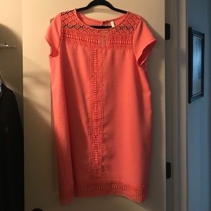 Peachy-coral shift dress