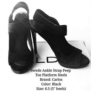 Swede Ankle Strap Peep-Toe Platform Heels