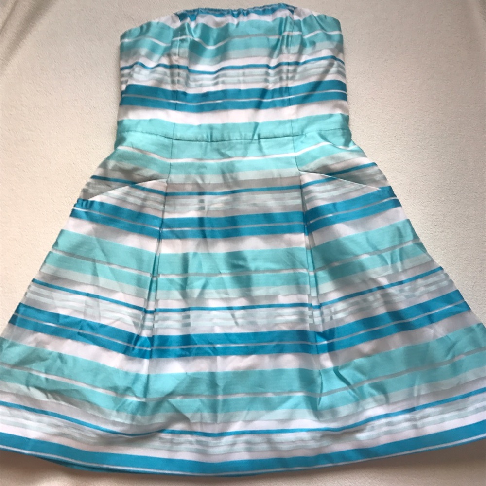 Lilly Pulitzer Blue Stripe Strapless Dress