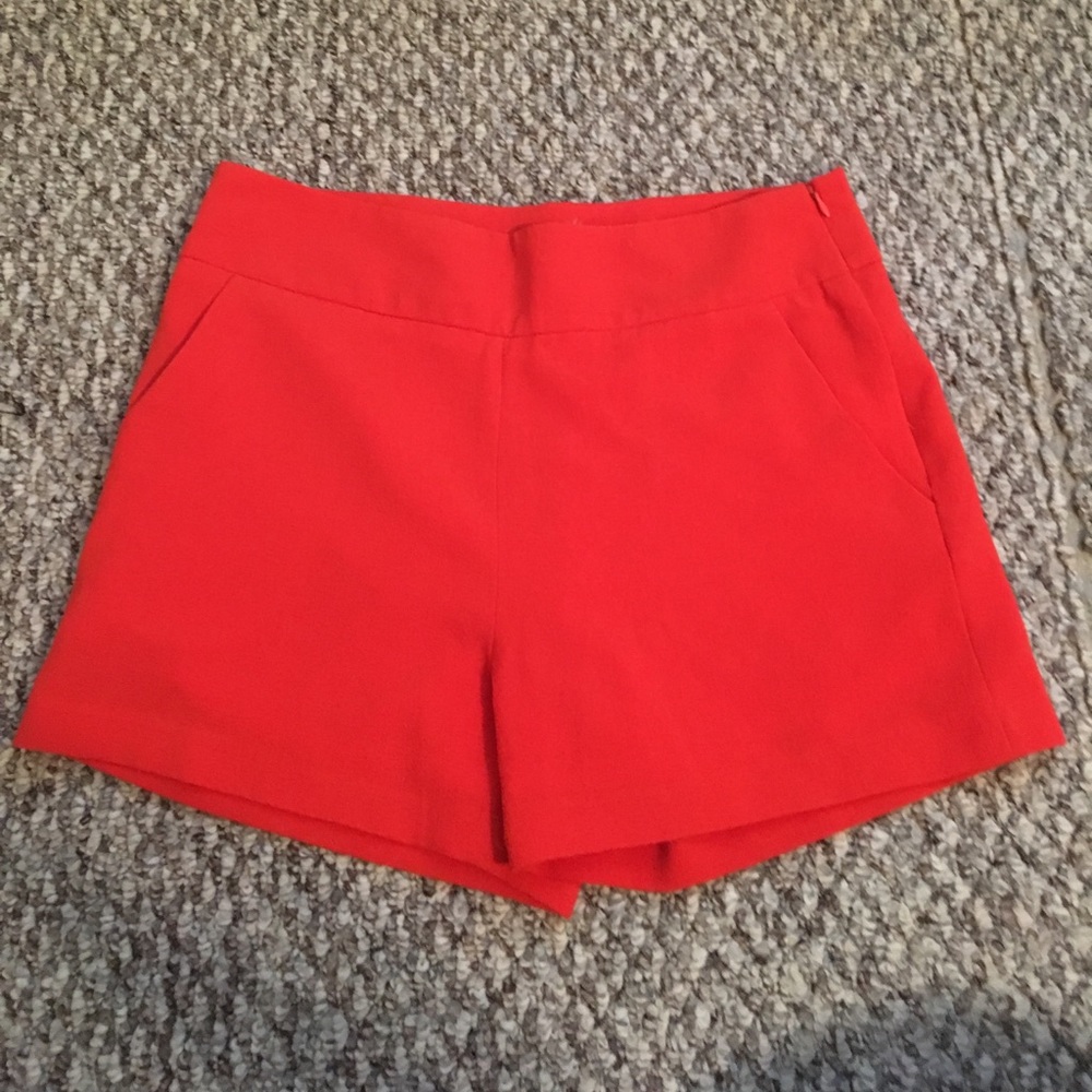 Polyester Orange Zip Up Shorts