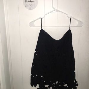 floral lace black skirt with zipper