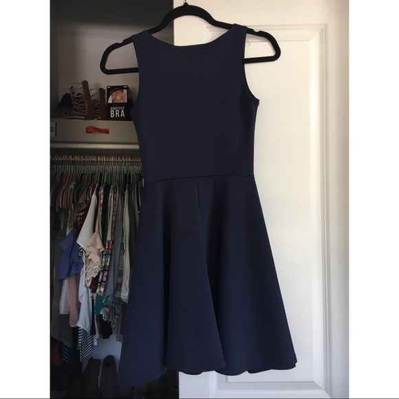 Navy Dress with white bow - Picture 2 of 2