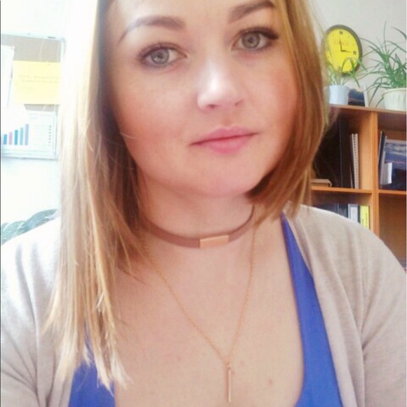 Velvet Choker Dangling Bar Pendant Chain Necklace - Picture 7 of 8