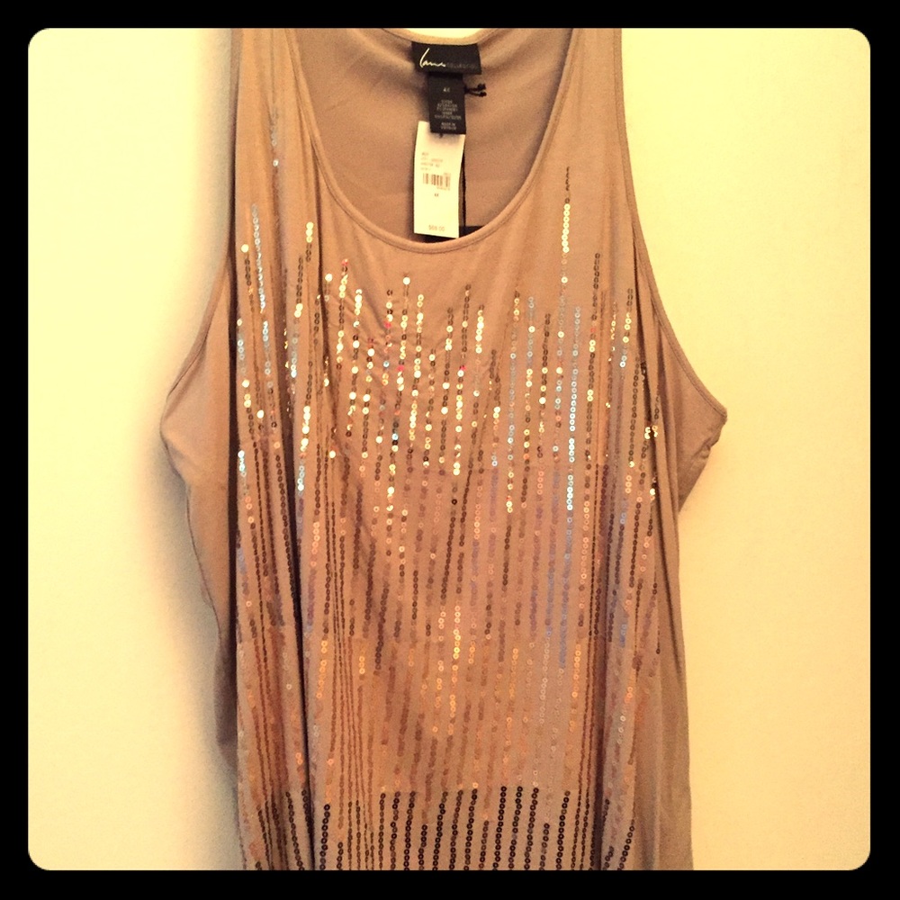 NWT Tan "ombré" sequined tank Lane Bryant 4x