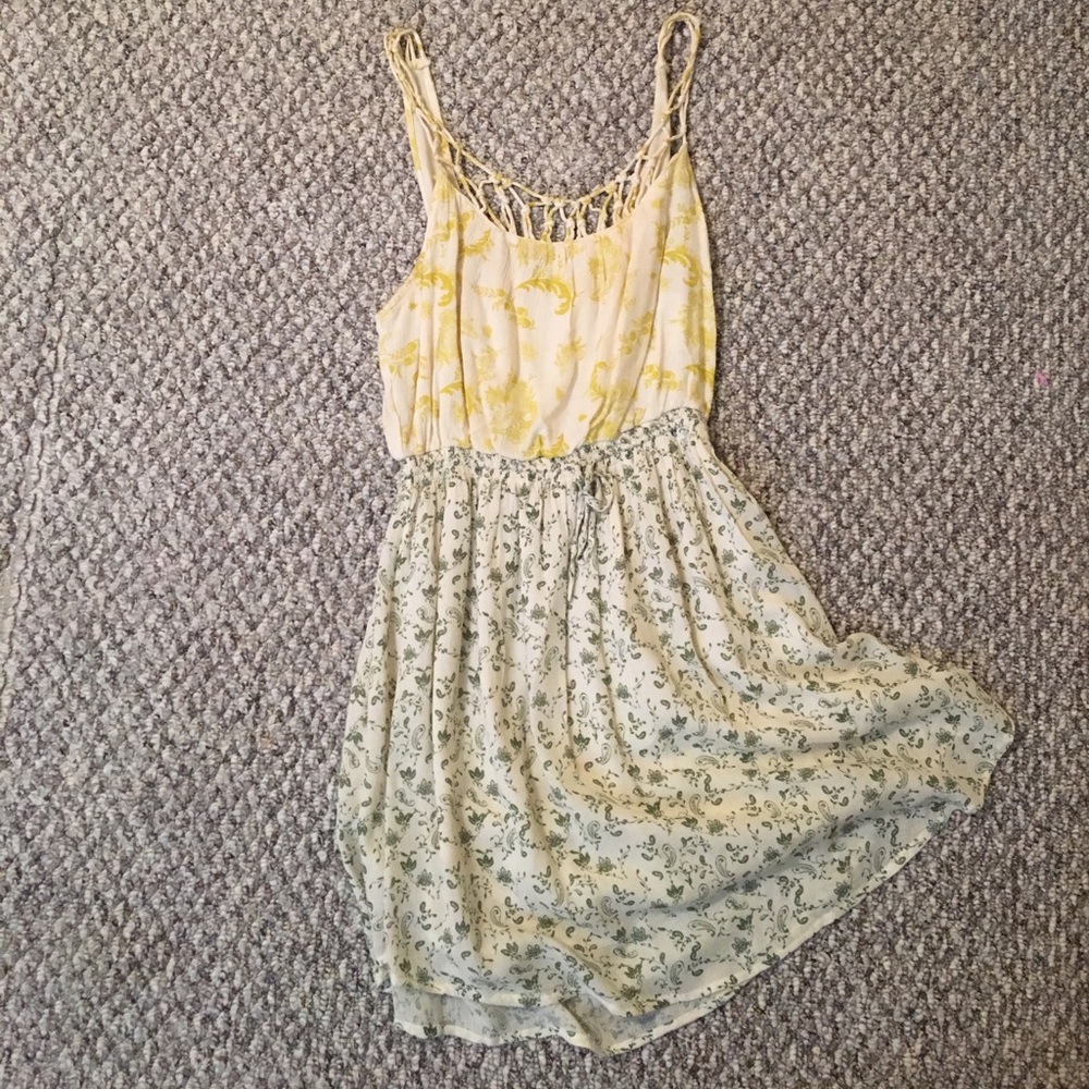 Light Yellow and Green Paisley Sundress