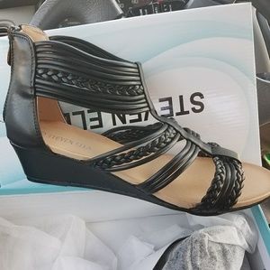 Black wedge sandals