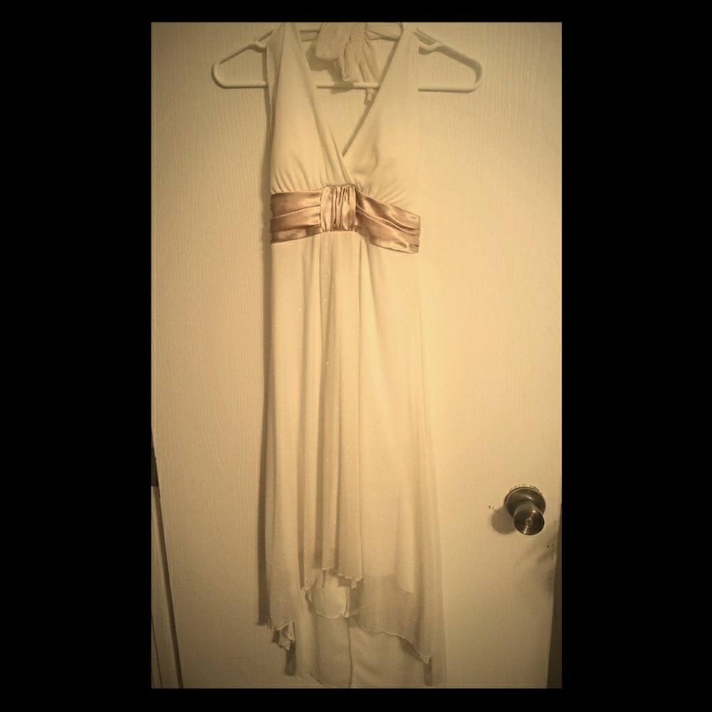 Shimery cream and gold halter dress
