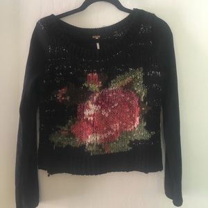 Free People Floral Knitted Sweater