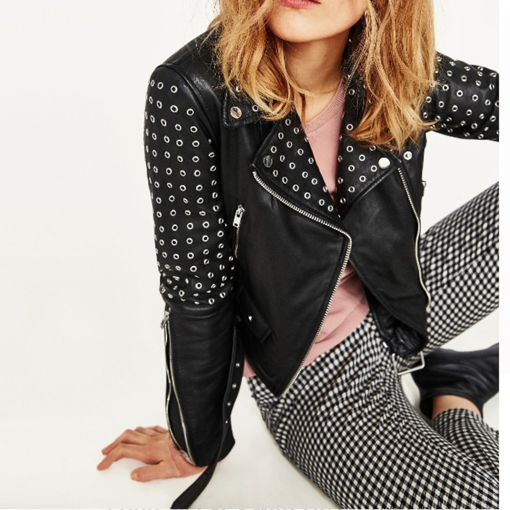Black leather biker jacket - Picture 6 of 6