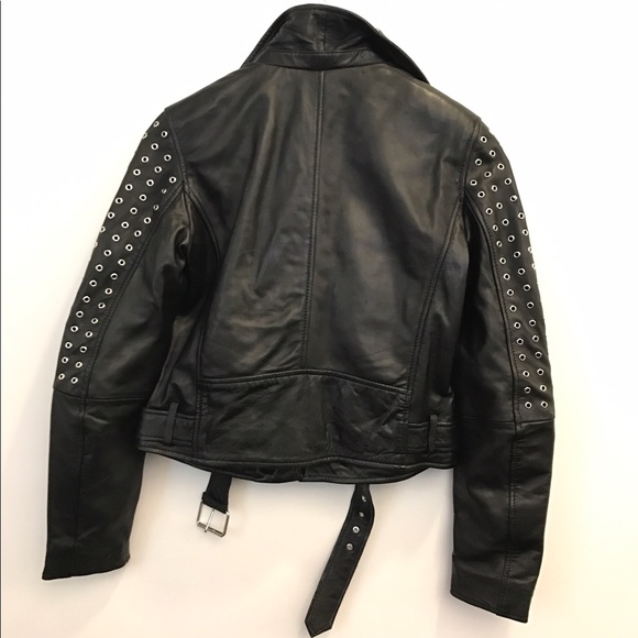 Black leather biker jacket - Picture 2 of 6