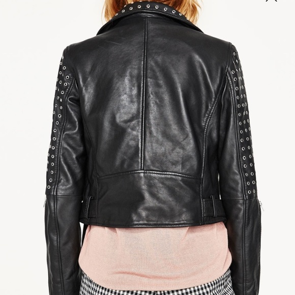 Black leather biker jacket - Picture 4 of 6