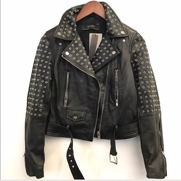 Black leather biker jacket - Picture 5 of 6