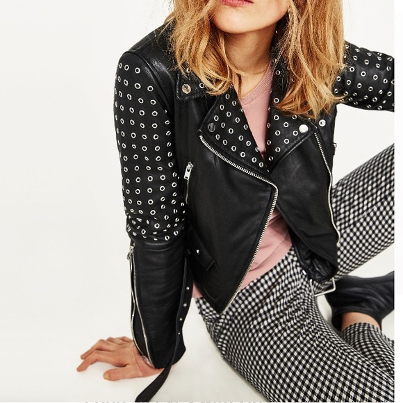 Black leather biker jacket - Picture 6 of 6