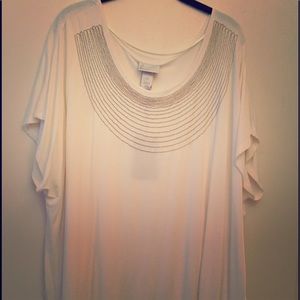 NWT Lane Bryant "Fancy" white Tee w/silver bds 4x