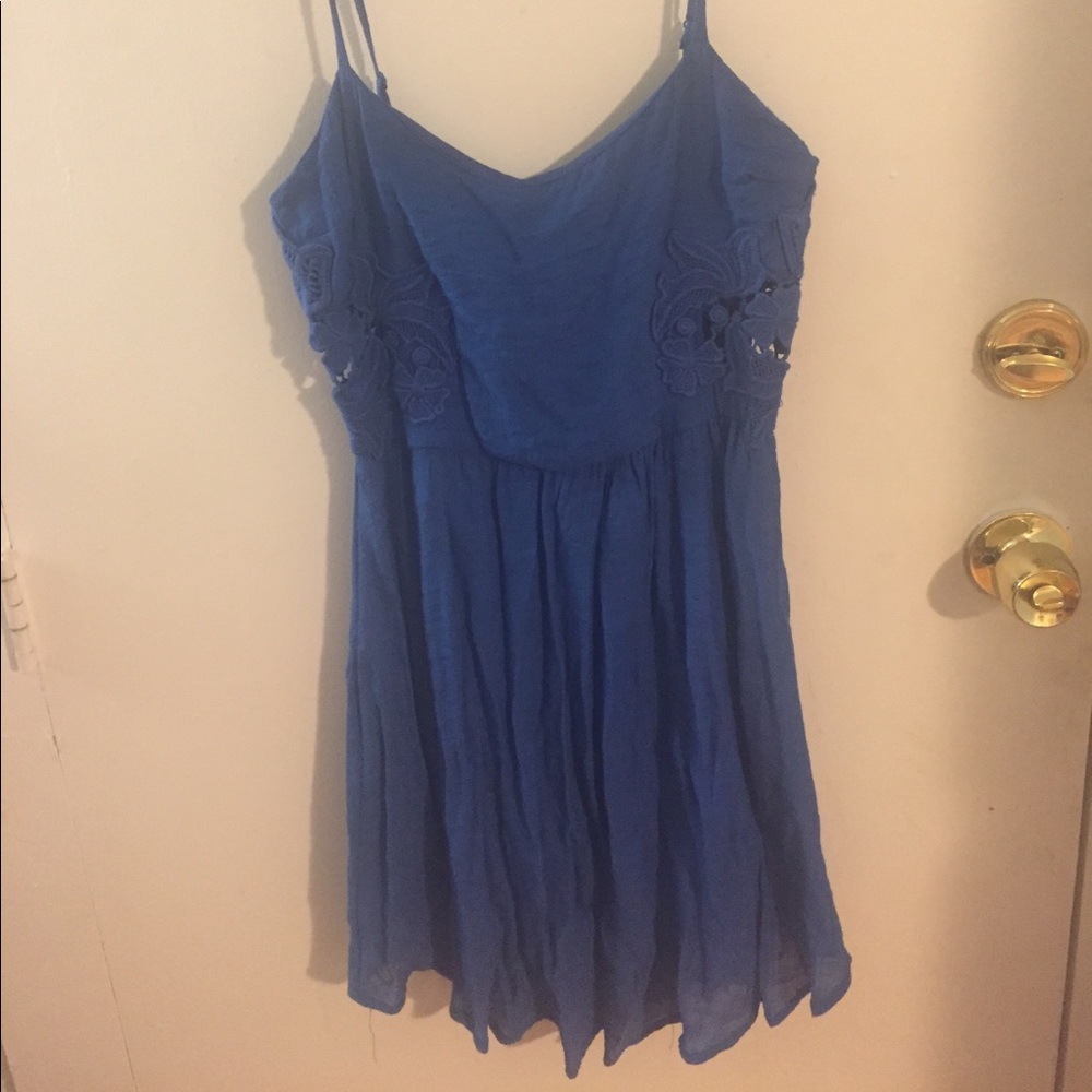 Blue linen dress
