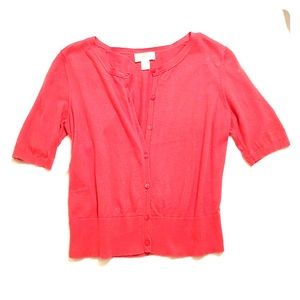 Loft Coral Short Sleeve 1/2 Cardigan 🌺