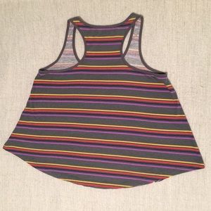 Loose/Flowy Grey Racerback Tank w/ Colorful Stripe