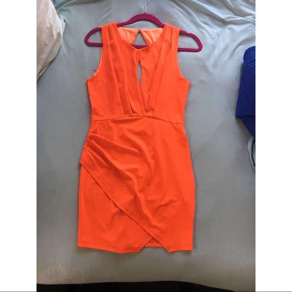 Bright vibrant orange cutout Dress - Picture 1 of 3