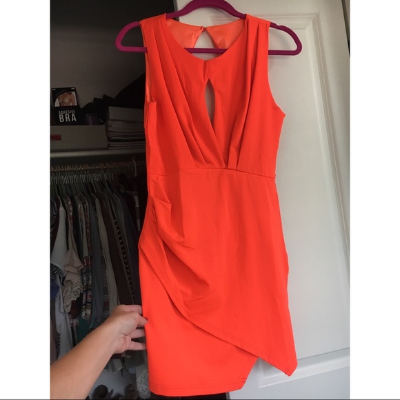 Bright vibrant orange cutout Dress - Picture 2 of 3