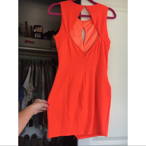 Bright vibrant orange cutout Dress - Picture 3 of 3