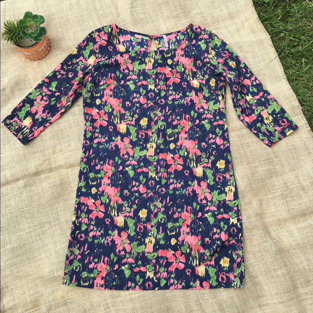 DECAPOLIS Bright Fun Dress 3/4 Sleeve Sz Medium - Picture 2 of 4