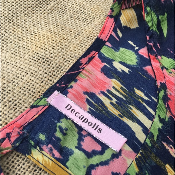 DECAPOLIS Bright Fun Dress 3/4 Sleeve Sz Medium - Picture 3 of 4